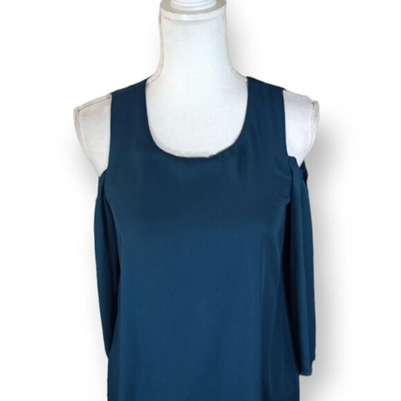 LILY ROSE TEAL COLD SHOULDER DRESS DRESS SZ.S EUC - Picture 2 of 7